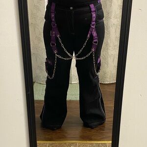 Tripp NYC Black Pants with Purple Stitching